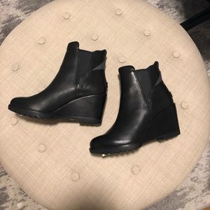 Black Sorel After Hours Chelsea wedge ankle boot